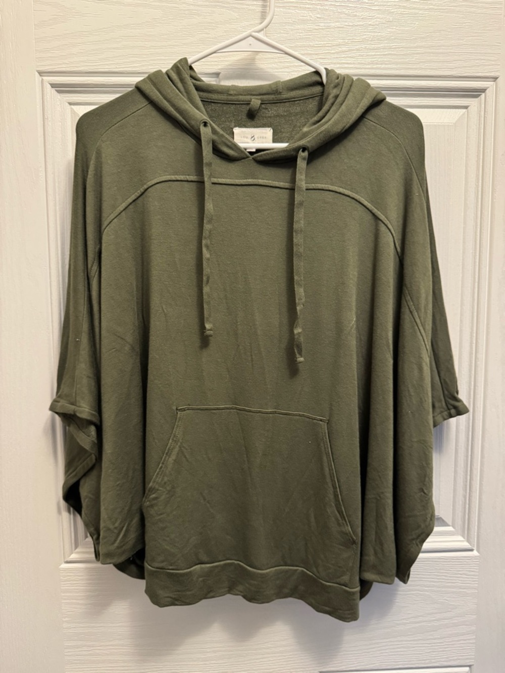 Lou & Grey Olive Green Hooded Poncho Sweatshirt